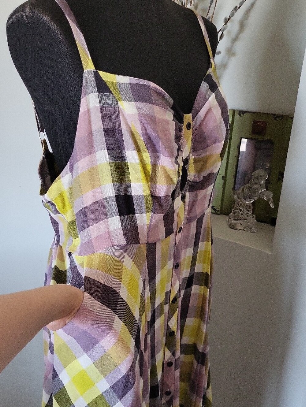 Torrid Multi Plaid Challis Button Front Midi Dress Size 1X - Picture 4 of 15